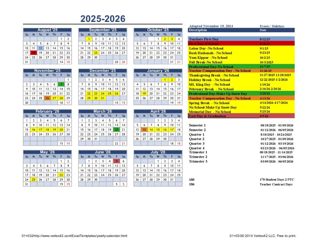 Park City School District Calendar 2025-2026