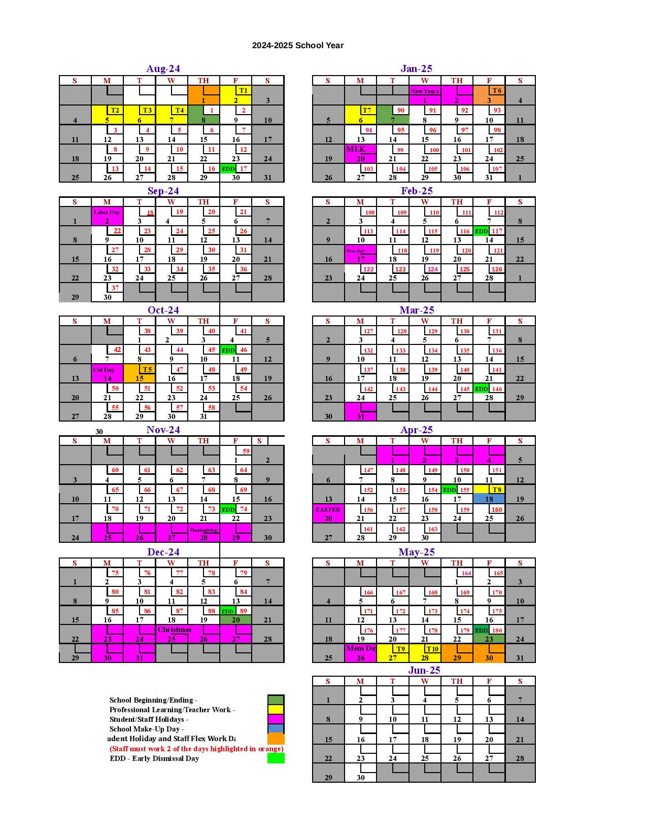 Whitfield County Schools Calendar 20242025 in PDF