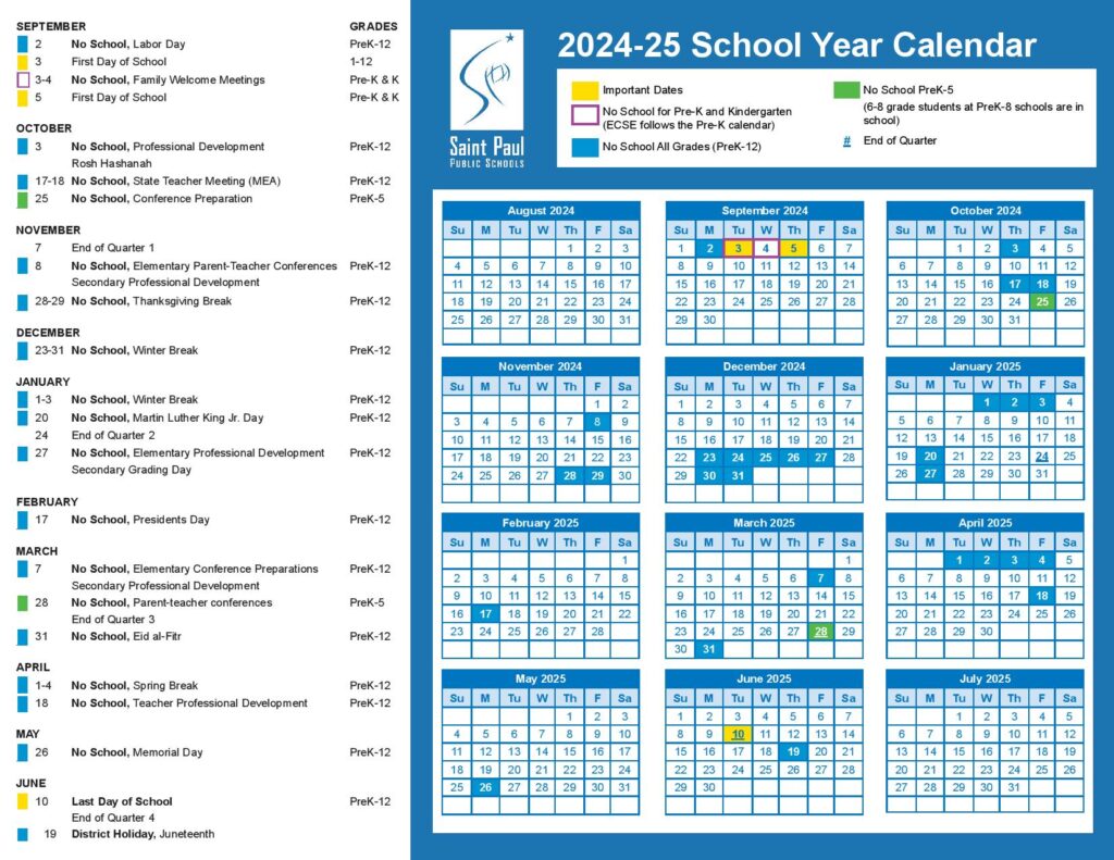 St Paul Public Schools Calendar