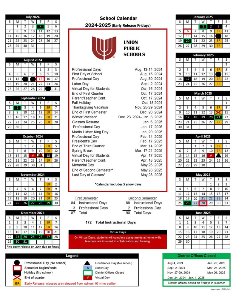 Union Public Schools Calendar