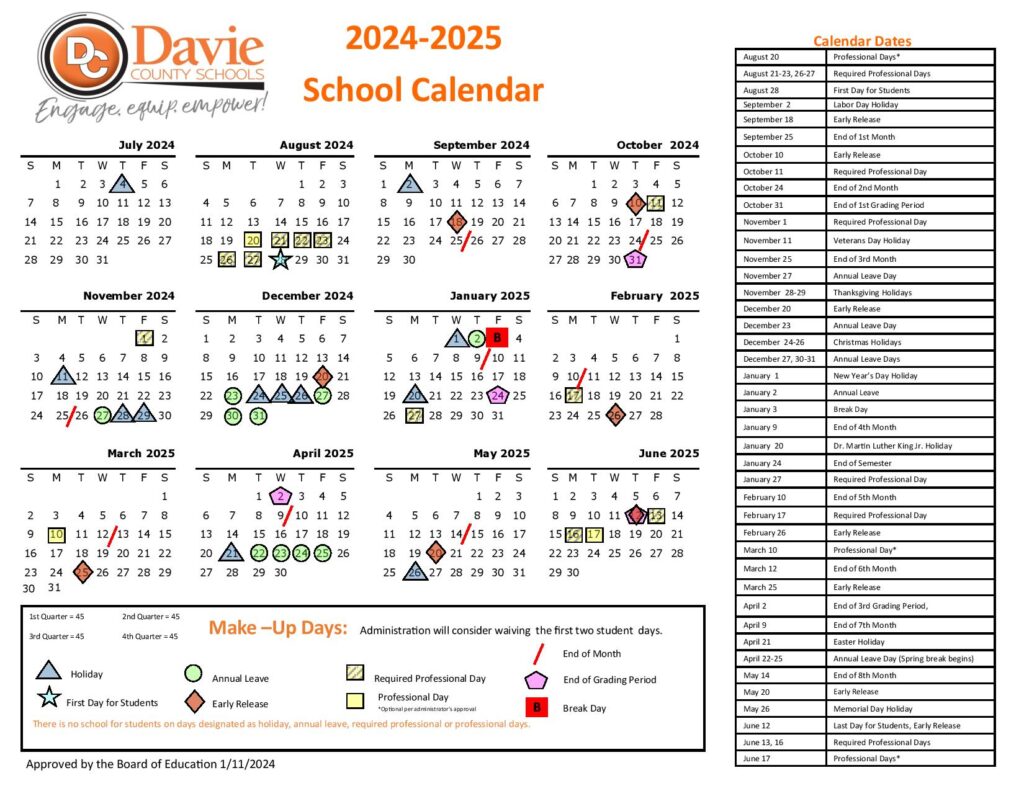 Davie County Schools Calendar