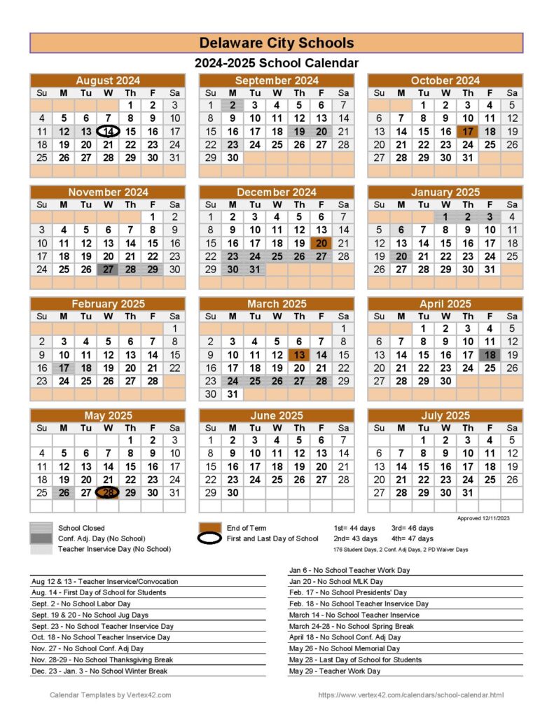 Delaware City Schools Calendar