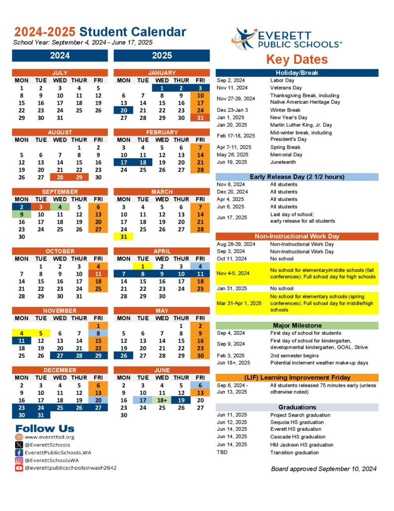 Everett School District Calendar