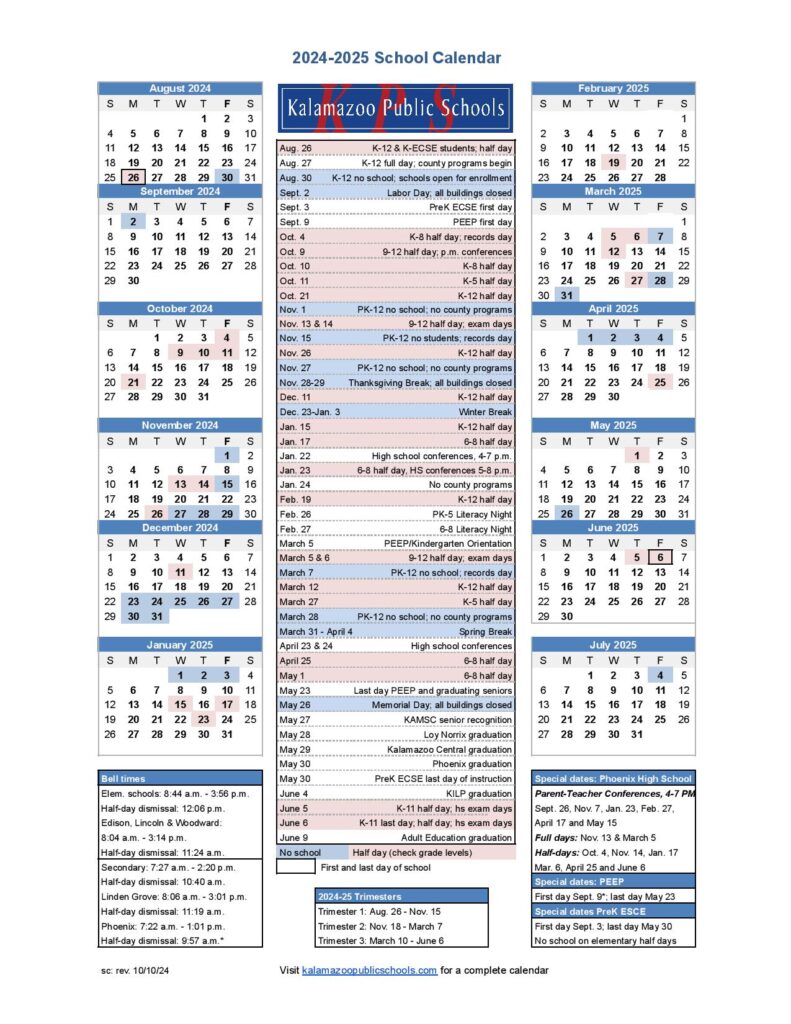 Kalamazoo Public Schools Calendar