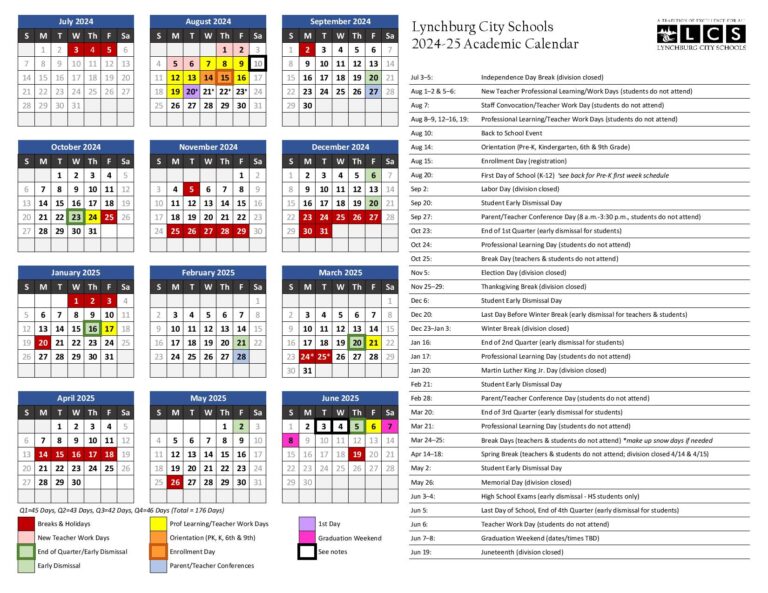 Lynchburg City Schools Calendar 2024 2025 in PDF Holidays Lynchburg City Schools Calendar 2024 2025 in PDF Holidays