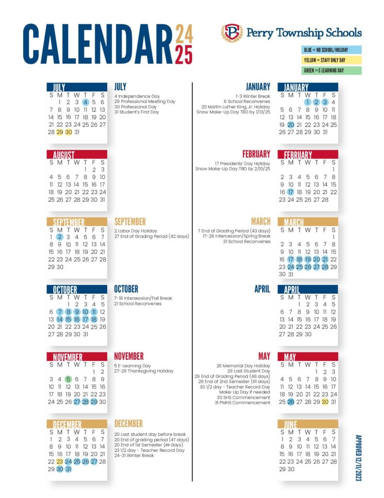 Perry Township Schools Calendar 2024 2025 In PDF Holidays School Perry Township Schools Calendar 2024 2025 In PDF Holidays School