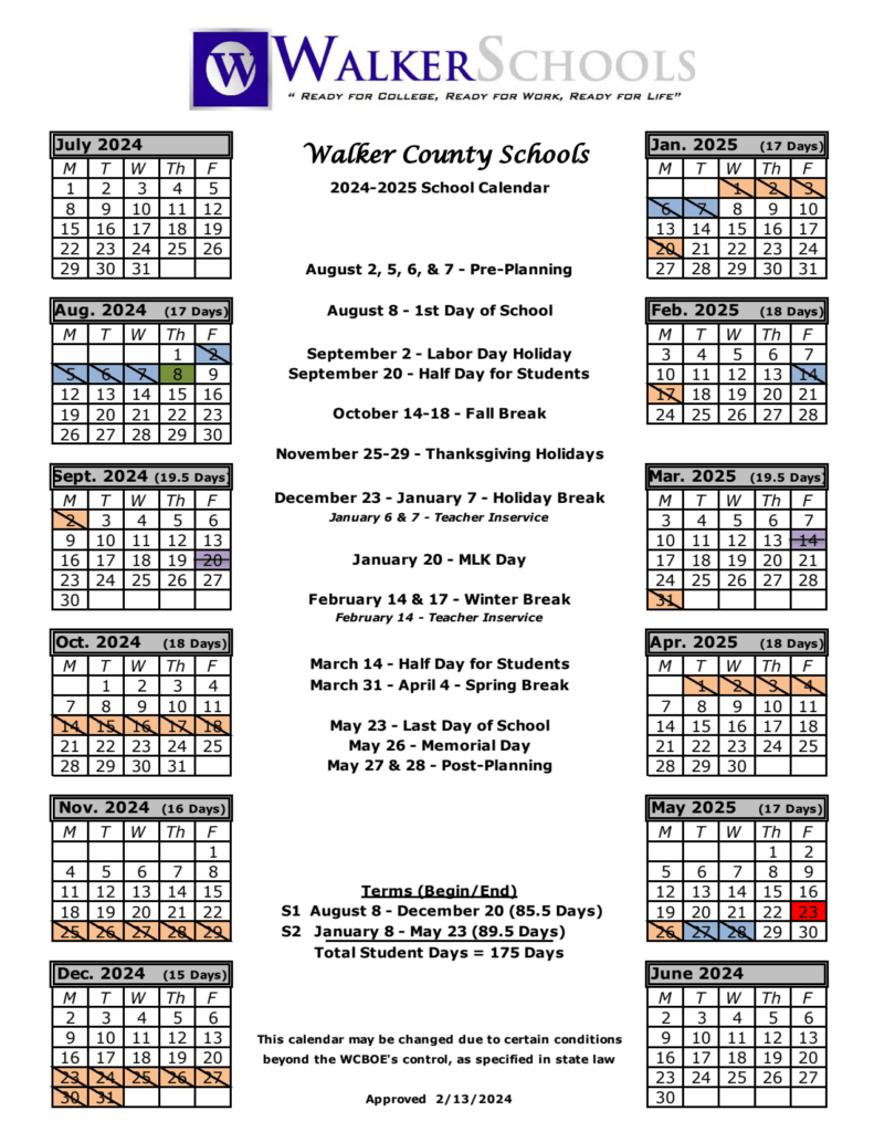 Walker County Schools Calendar