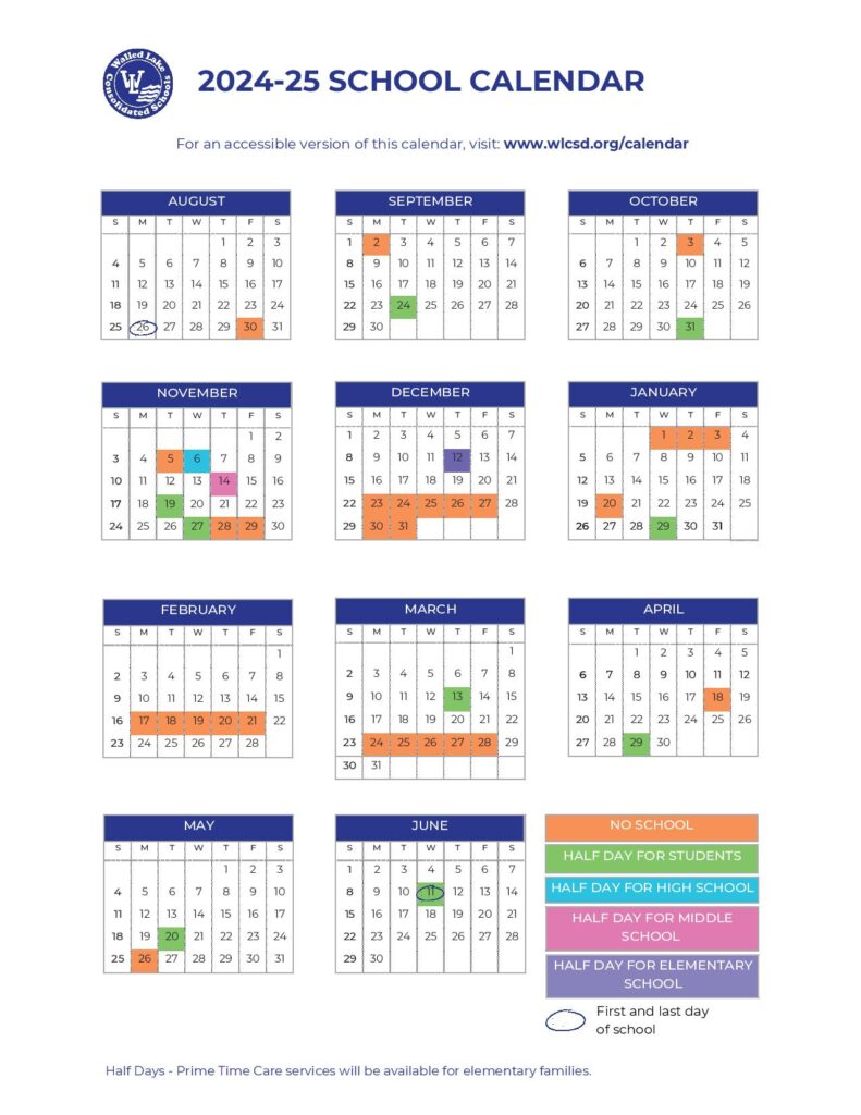 Walled Lake Schools Calendar