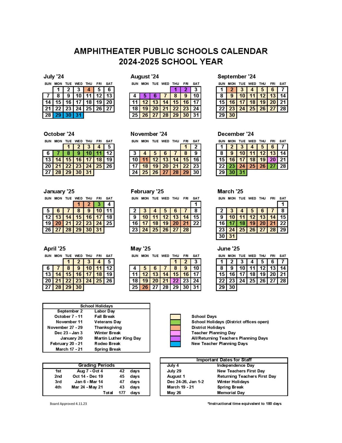 Amphi School District Calendar 2025 in PDF Download