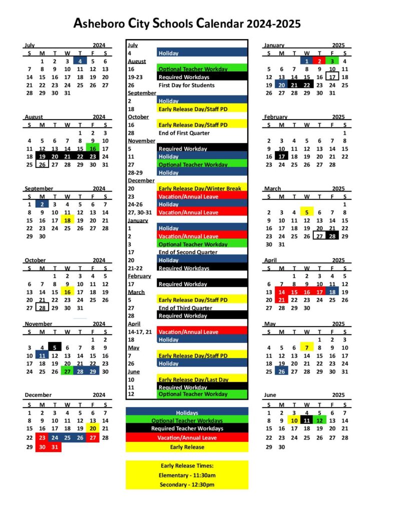 Asheboro City Schools Calendar