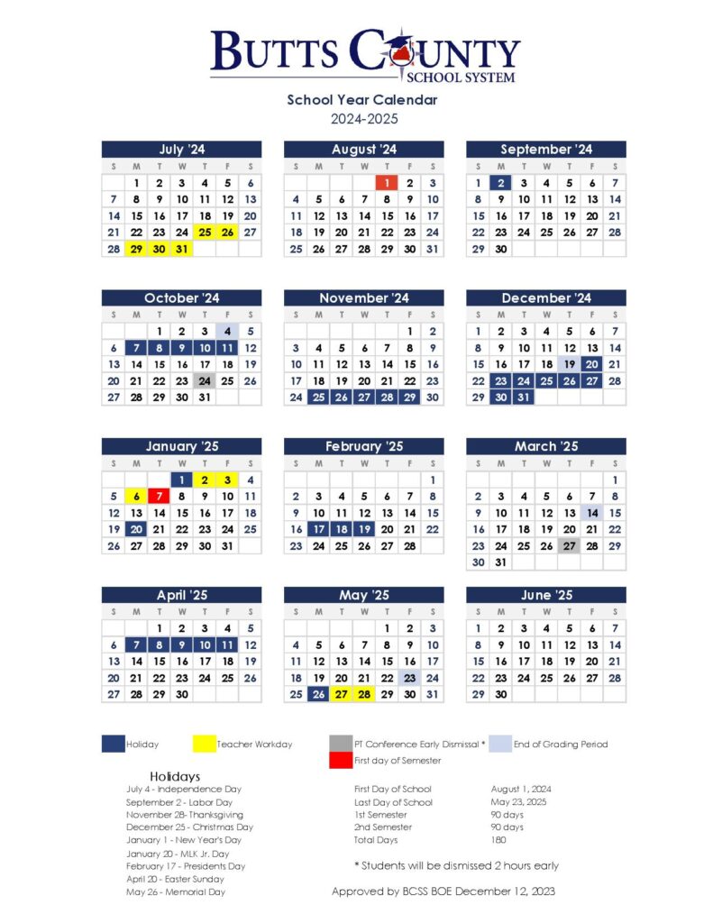 Butts County Schools Calendar