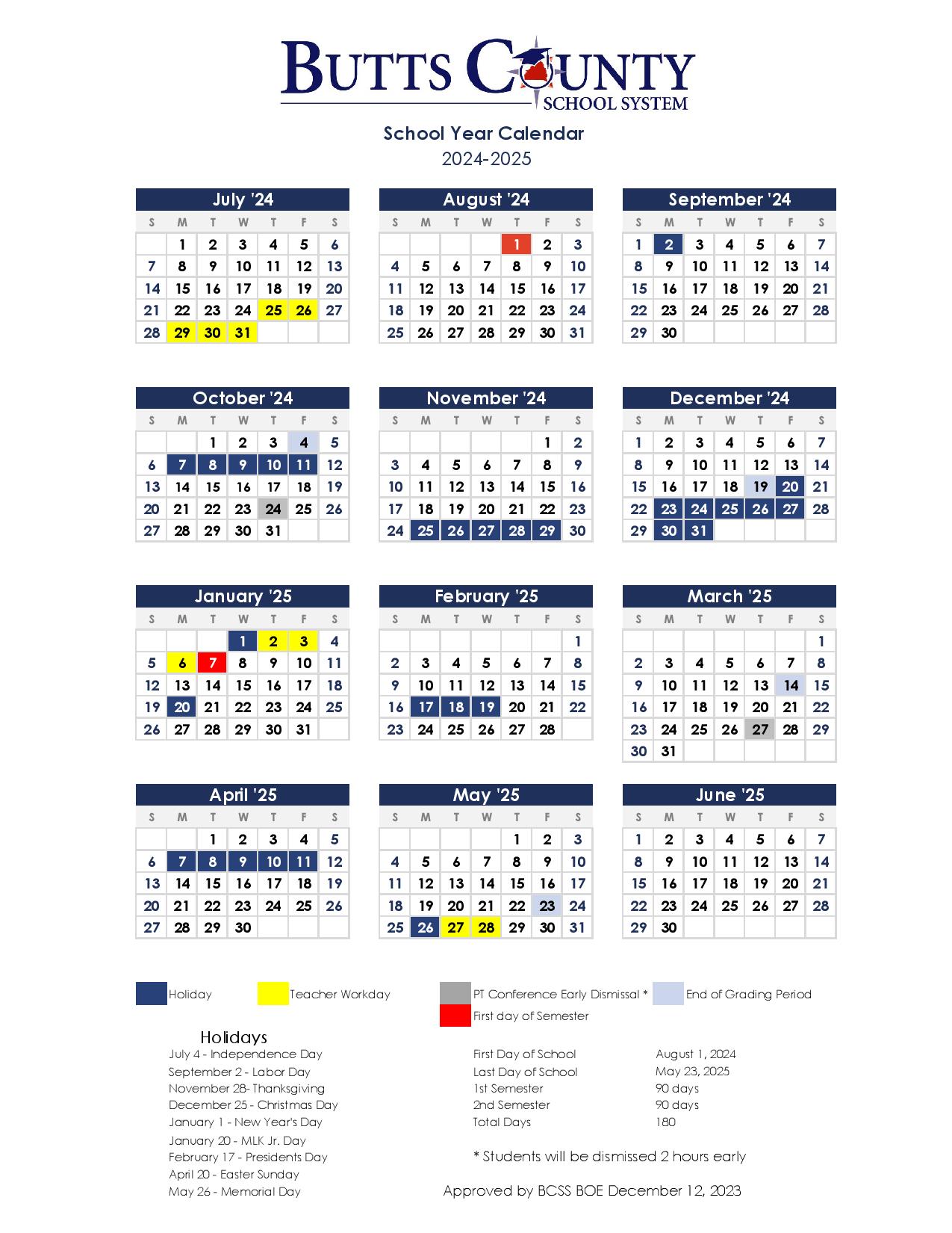 County Schools Calendar 2025 in PDF Download Now School