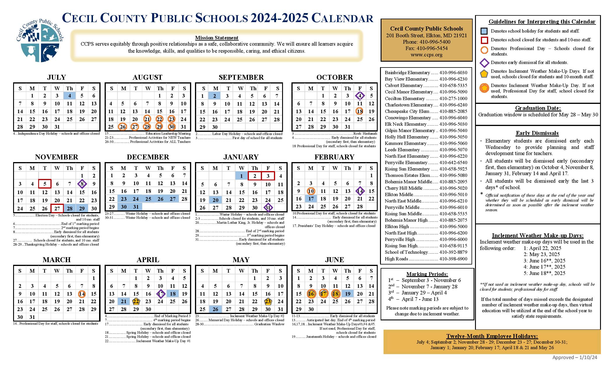Cecil County Public Schools Calendar 2025 in PDF School Calendar Info