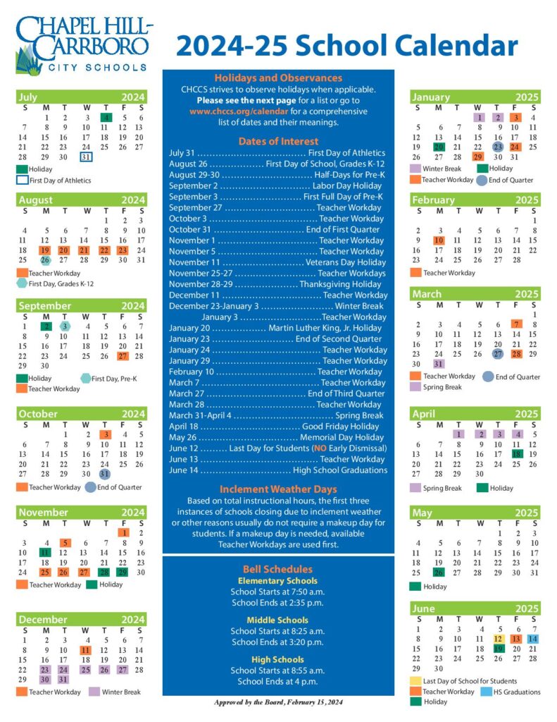 Chapel Hill Carrboro City Schools Calendar