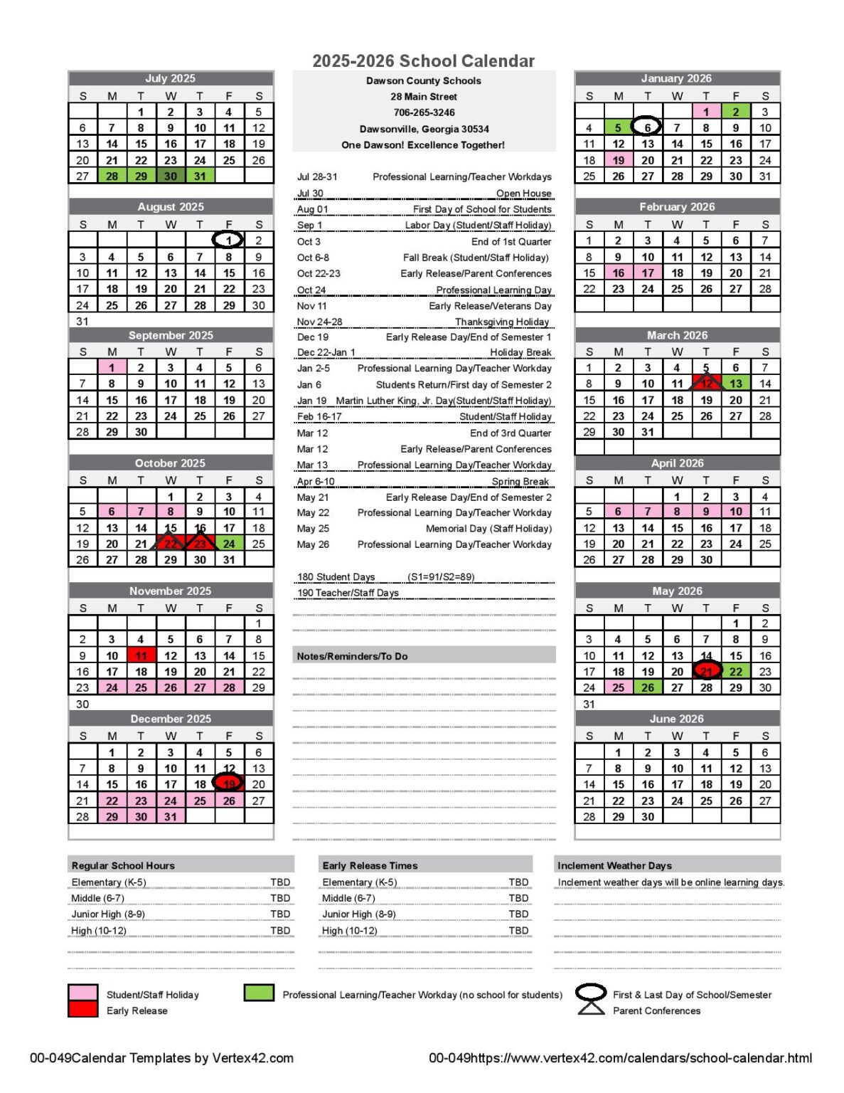 Dawson County Schools Calendar 2025 2026 in PDF Dawson County Schools Calendar 2025 2026 in PDF