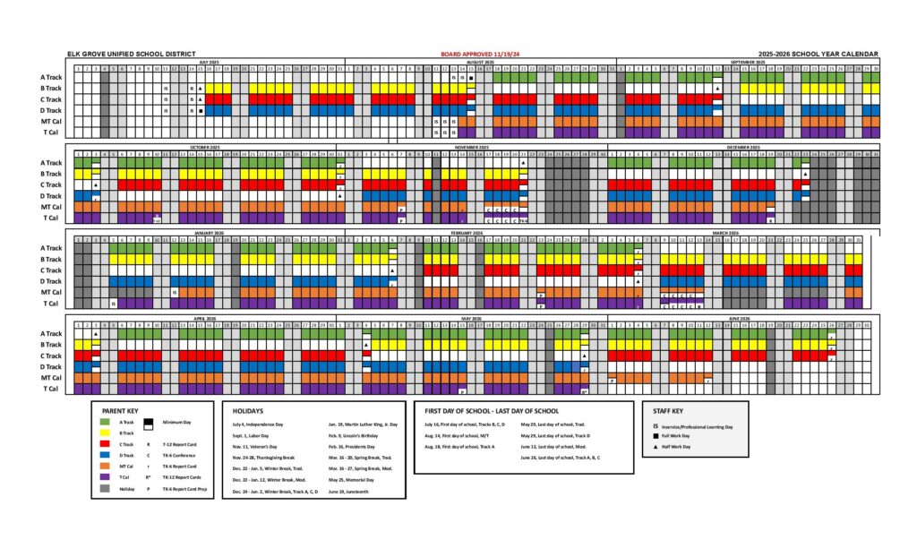 Elk Grove Unified School District Calendar 2025-2026