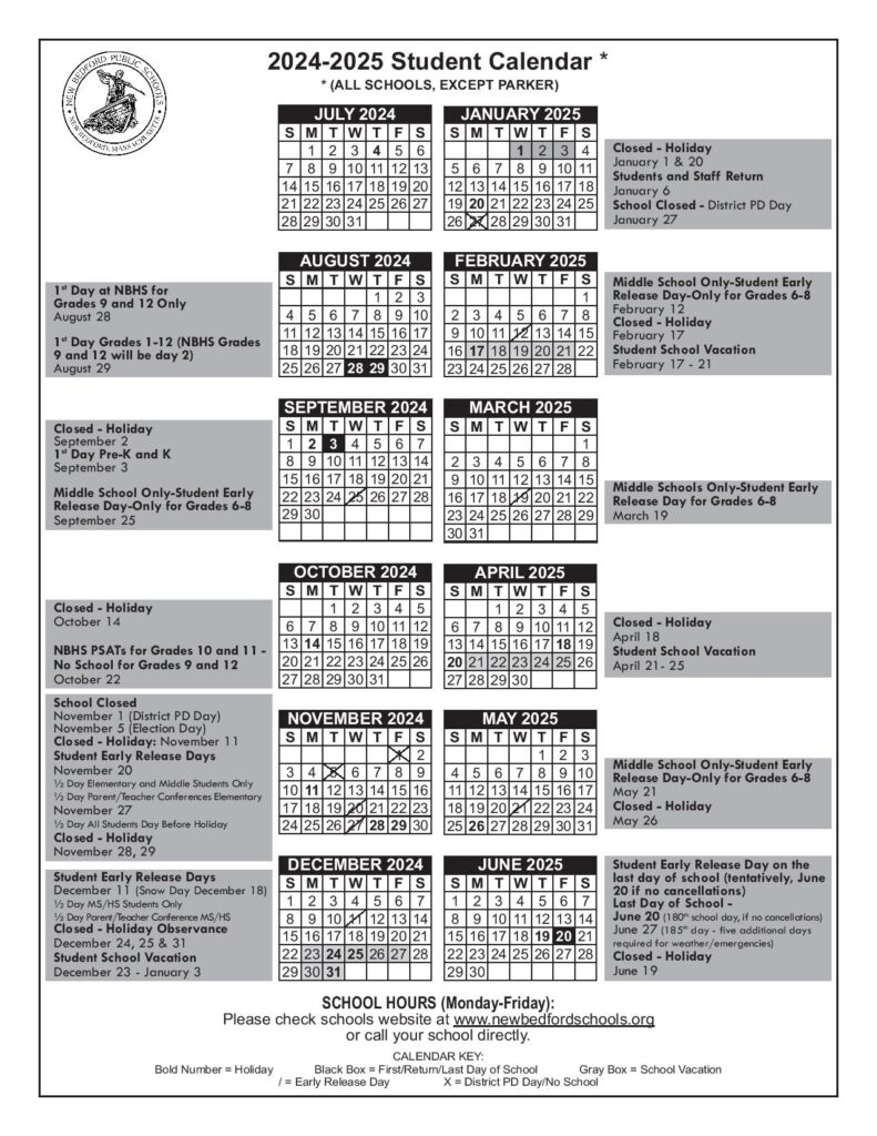 New Bedford Public Schools Calendar 2025