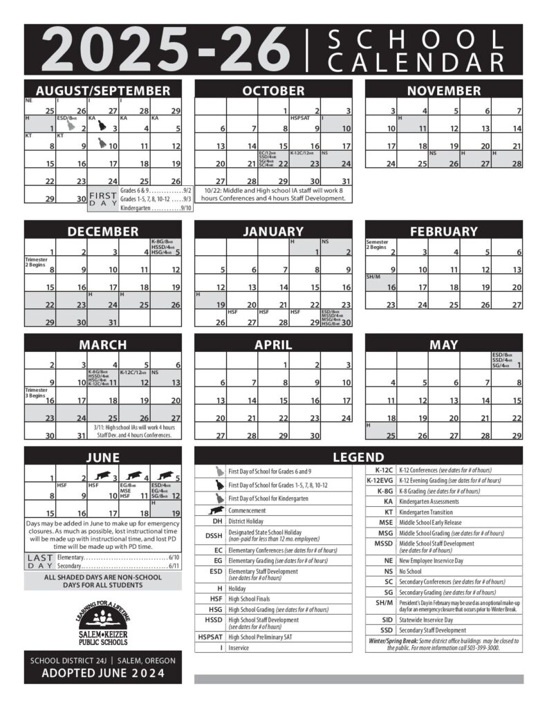 Salem Keizer Schools Calendar 2025-2026