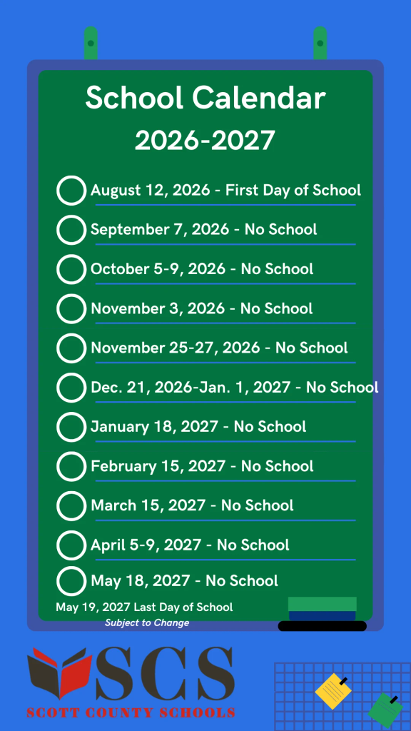 Scott County Schools Calendar 2026-2027