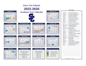 Solon City School District Calendar 20252026 in PDF