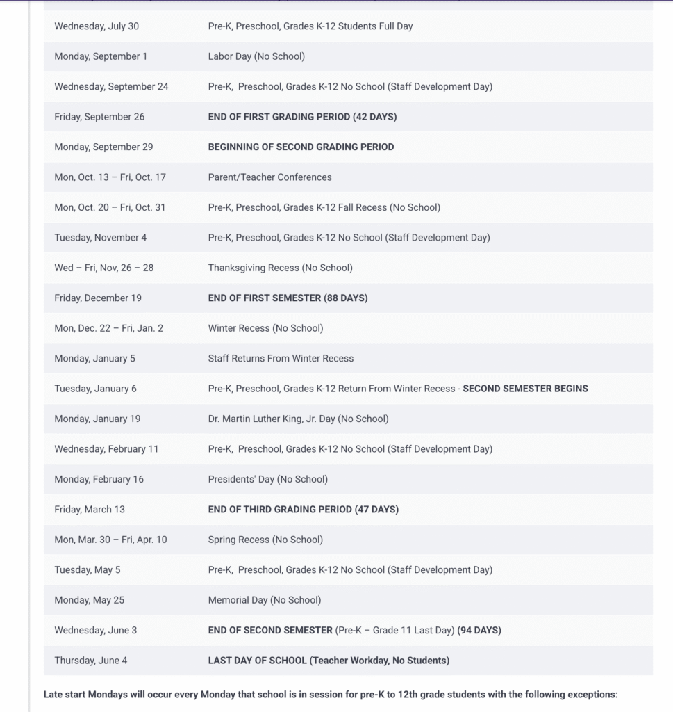 Wayne Township School Calendar 2025-2026