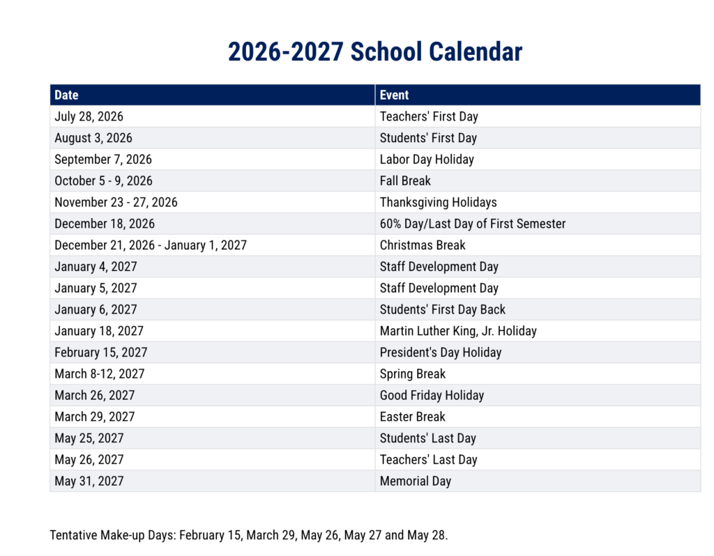 DeSoto County Schools Calendar 2026-2027