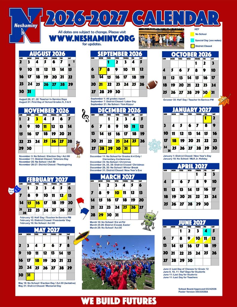 Neshaminy School District Calendar 2026-2027