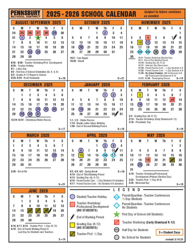 Pennsbury School District Calendar 2025